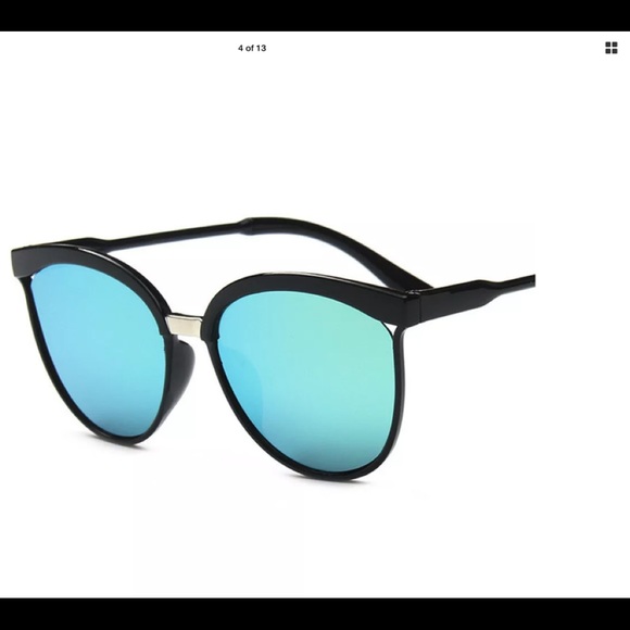 Designer Style Vintage Black Mirror Flat Lens Sunglasses - Picture 2 of 8